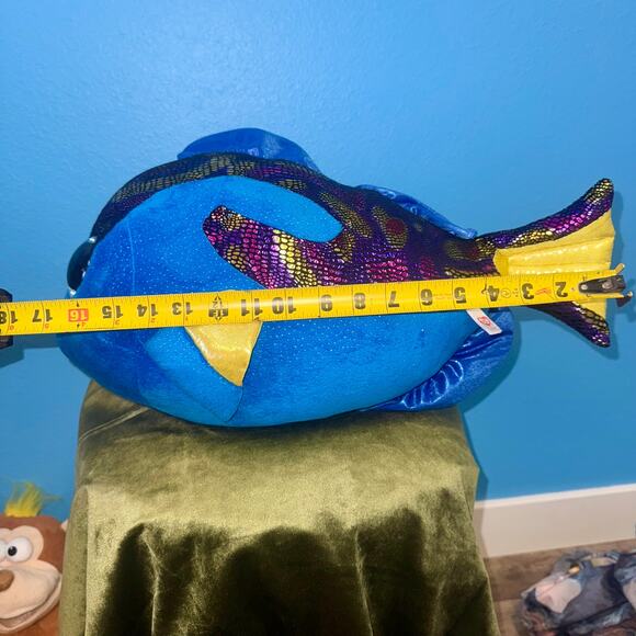 Ty Beanie Boo Aqua Blue Tang Fish Plush 17” Large Sparkle Eyes EUC - Picture 4 of 6